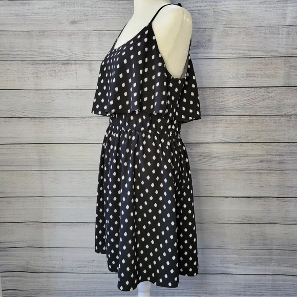 Elle Dress Womens Black Polka Dot Tiered Sundress Sleeveless Size Small - Picture 2 of 8